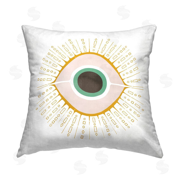 stupell industries Ziwei Li | Evil Eye Green Patterned Symbol Printed Throw Pillow