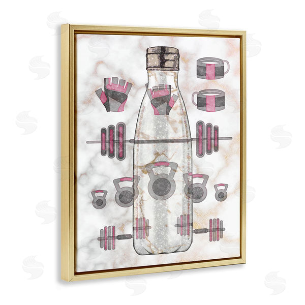 Stupell Industries Ziwei Li | Exercise Bottle Glam Home Weight Lifting Equipment Wall Art