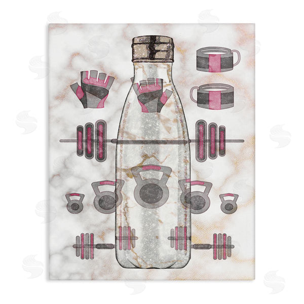 stupell industries Ziwei Li | Exercise Bottle Glam Home Weight Lifting Equipment Wall Art