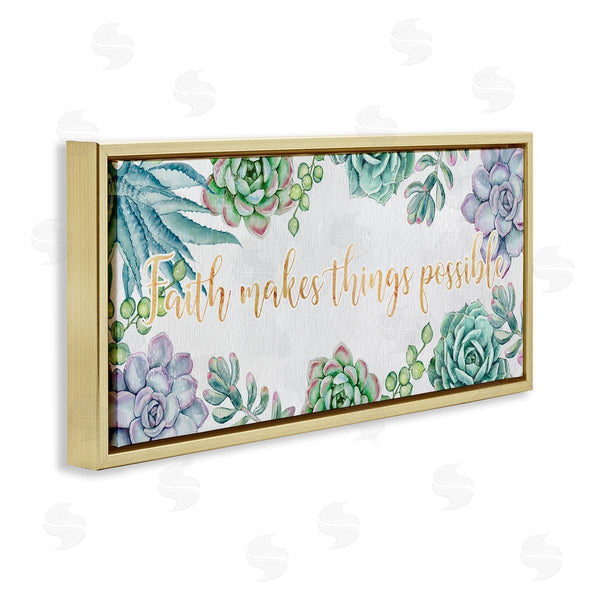 Stupell Industries Ziwei Li | Faith Makes Things Possible Quote Spring Succulents