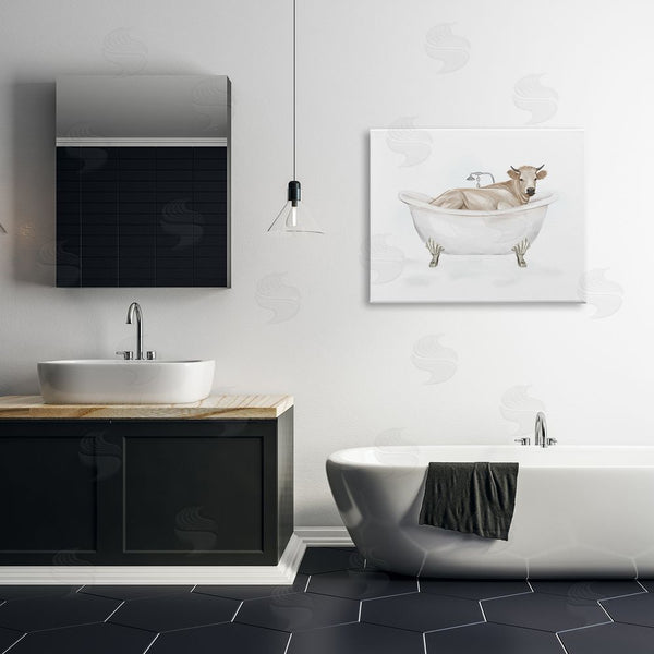 Stupell Industries Ziwei Li | Farm Cow Bathing Tub Animal Wall Art