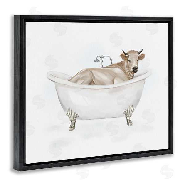 Stupell Industries Ziwei Li | Farm Cow Bathing Tub Animal Wall Art