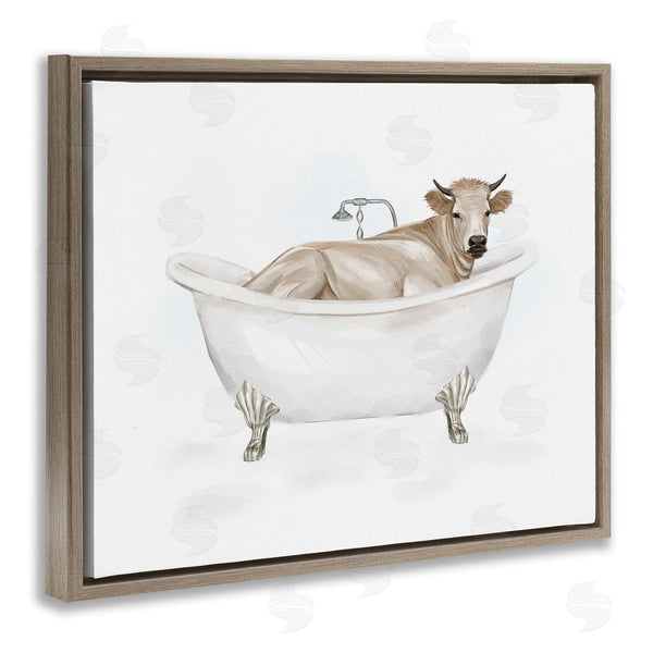 Stupell Industries Ziwei Li | Farm Cow Bathing Tub Animal Wall Art