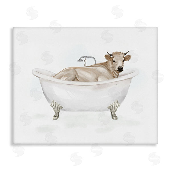 stupell industries Ziwei Li | Farm Cow Bathing Tub Animal Wall Art