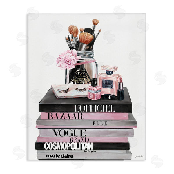 stupell industries Ziwei Li | Fashion Accessories Glam Magazine Book Stack Wall Art