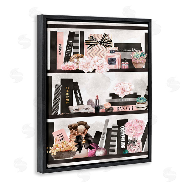 Stupell Industries Ziwei Li | Fashion Bookshelf Glam Cosmetic Accessories And Books Wall Art
