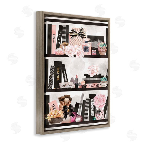 Stupell Industries Ziwei Li | Fashion Bookshelf Glam Cosmetic Accessories And Books Wall Art