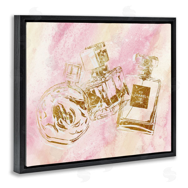 Stupell Industries Ziwei Li | Fashion Bottle Trio Gold Glam Abstract Pattern Wall Art