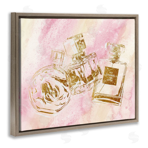 Stupell Industries Ziwei Li | Fashion Bottle Trio Gold Glam Abstract Pattern Wall Art