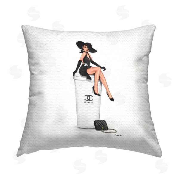 Stupell Industries Ziwei Li | Fashion Brand Woman Sitting Printed Throw Pillow