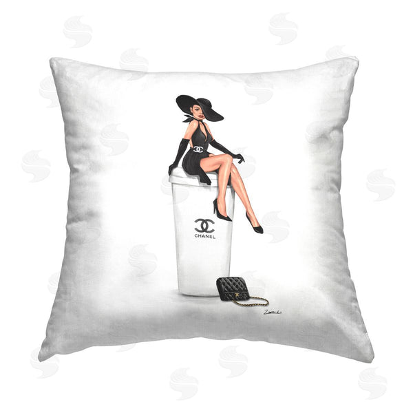 stupell industries Ziwei Li | Fashion Brand Woman Sitting Printed Throw Pillow