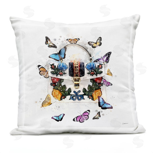 Stupell Industries Ziwei Li | Fashion Buckle Purse Vivid Glam Butterflies Printed Throw Pillow