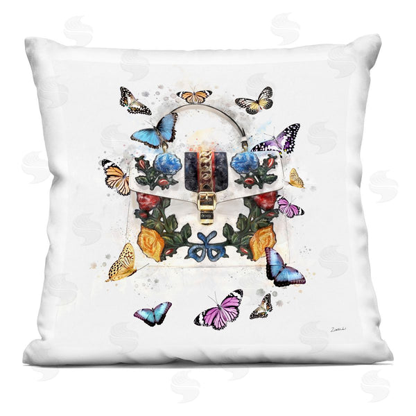 stupell industries Ziwei Li | Fashion Buckle Purse Vivid Glam Butterflies Printed Throw Pillow