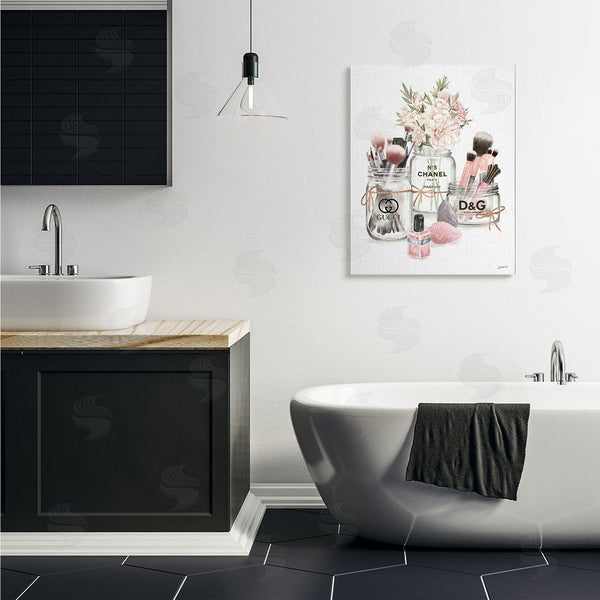 Stupell Industries Ziwei Li | Fashion Cosmetic Brushes In Glam Jars Wall Art