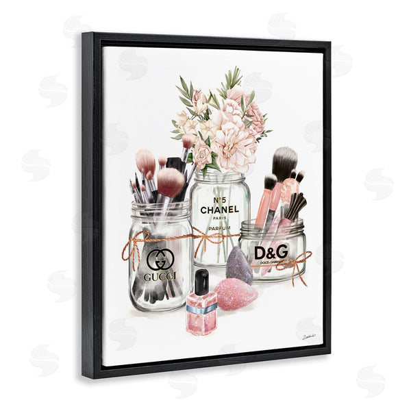 Stupell Industries Ziwei Li | Fashion Cosmetic Brushes In Glam Jars Wall Art