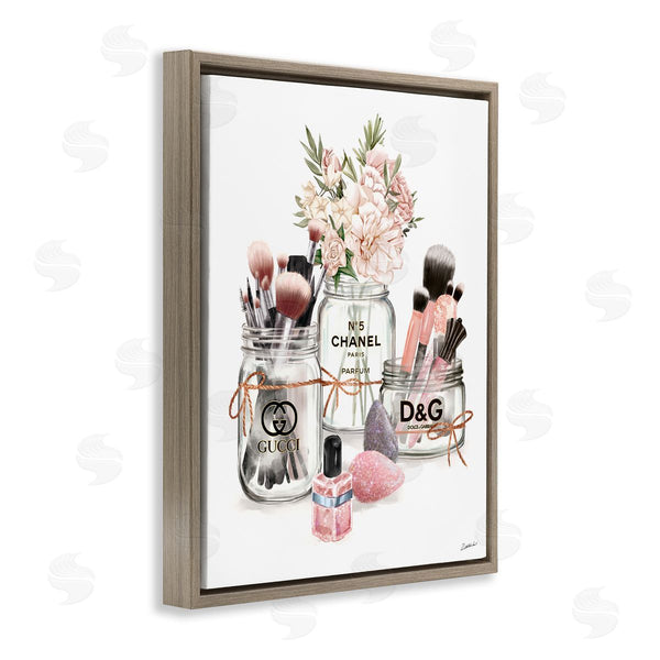 Stupell Industries Ziwei Li | Fashion Cosmetic Brushes In Glam Jars Wall Art