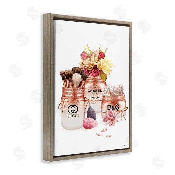 Stupell Industries Ziwei Li | Fashion Cosmetic Jars And Floral Bouquet