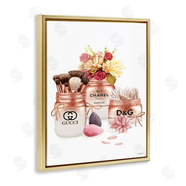 Stupell Industries Ziwei Li | Fashion Cosmetic Jars And Floral Bouquet