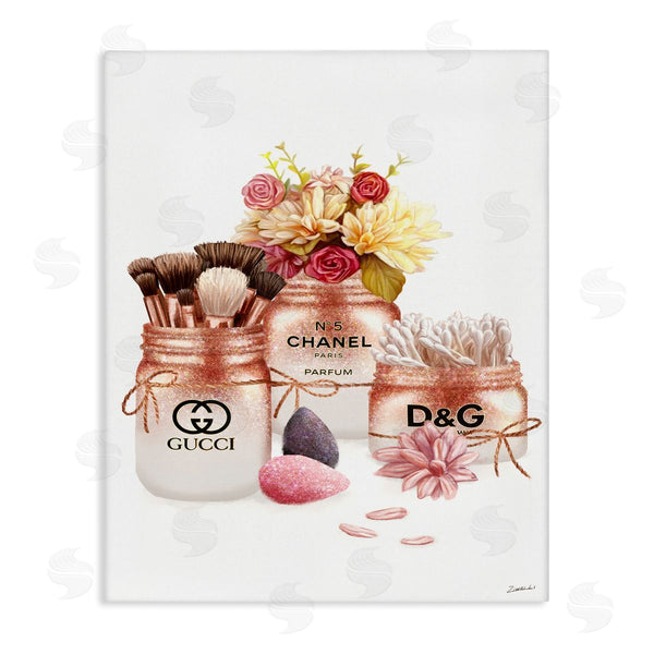 stupell industries Ziwei Li | Fashion Cosmetic Jars and Floral Bouquet