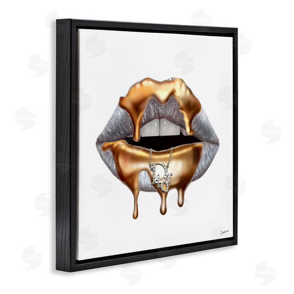 Stupell Industries Ziwei Li | Fashion Grey Lip With Gold Drip