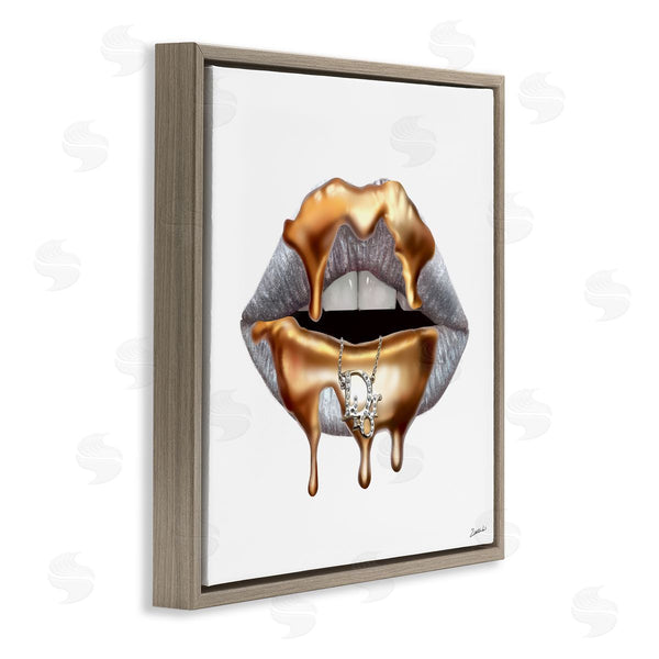 Stupell Industries Ziwei Li | Fashion Grey Lip With Gold Drip