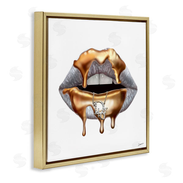 Stupell Industries Ziwei Li | Fashion Grey Lip With Gold Drip