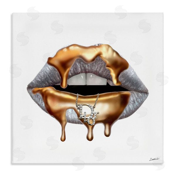 stupell industries Ziwei Li | Fashion Grey Lip with Gold Drip