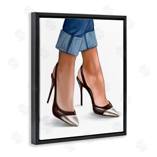 Stupell Industries Ziwei Li | Fashion Heels Cuffed Blue Denim