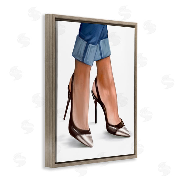 Stupell Industries Ziwei Li | Fashion Heels Cuffed Blue Denim