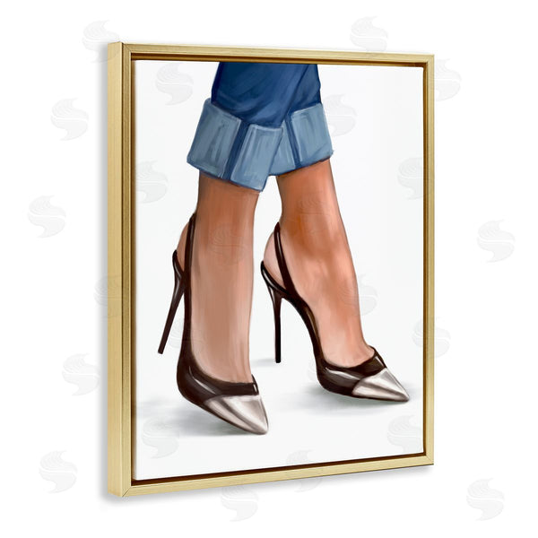 Stupell Industries Ziwei Li | Fashion Heels Cuffed Blue Denim