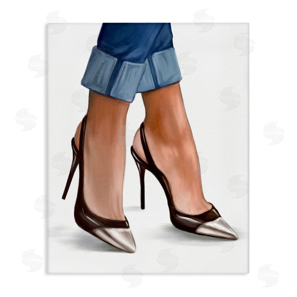 stupell industries Ziwei Li | Fashion Heels Cuffed Blue Denim