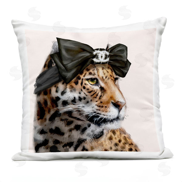 Stupell Industries Ziwei Li | Fashion Leopard Chic Animal Black Bow Glam Printed Throw Pillow