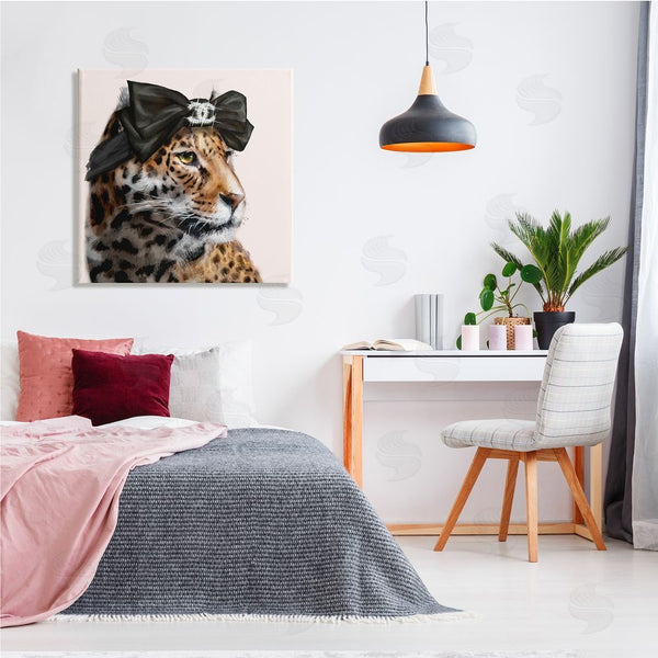 Stupell Industries Ziwei Li | Fashion Leopard Chic Animal Black Bow Glam Wall Art