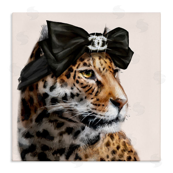 stupell industries Ziwei Li | Fashion Leopard Chic Animal Black Bow Glam Wall Art