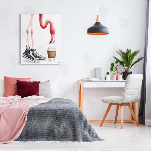 Stupell Industries Ziwei Li | Fashion Quilted Shoe Glam Pink Flamingo Coffee Cup Wall Art