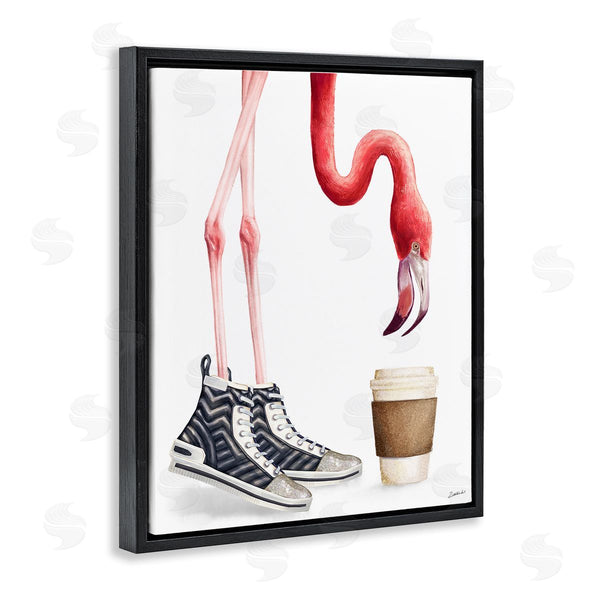 Stupell Industries Ziwei Li | Fashion Quilted Shoe Glam Pink Flamingo Coffee Cup Wall Art