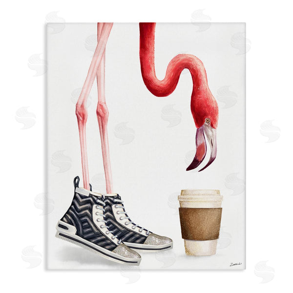 stupell industries Ziwei Li | Fashion Quilted Shoe Glam Pink Flamingo Coffee Cup Wall Art