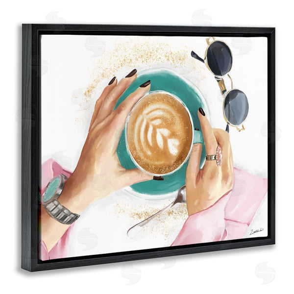 Stupell Industries Ziwei Li | Fashionista Coffee Cup Cappuccino Glam Detail