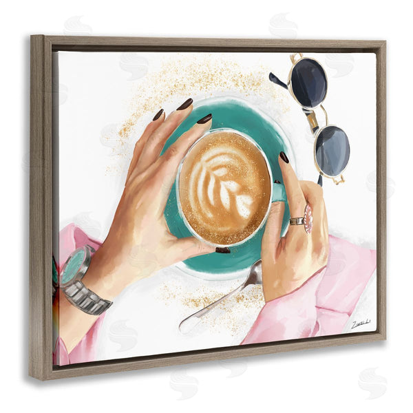 Stupell Industries Ziwei Li | Fashionista Coffee Cup Cappuccino Glam Detail