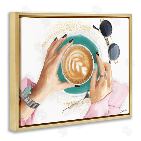 Stupell Industries Ziwei Li | Fashionista Coffee Cup Cappuccino Glam Detail