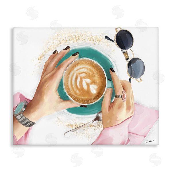 stupell industries Ziwei Li | Fashionista Coffee Cup Cappuccino Glam Detail