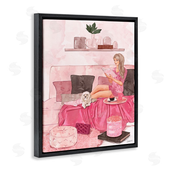 Stupell Industries Ziwei Li | Fashionista Reading With Dog Pink Room Interior