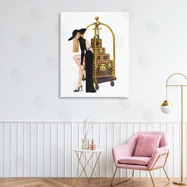 Stupell Industries Ziwei Li | Fashionista With Hotel Luggage Wall Art