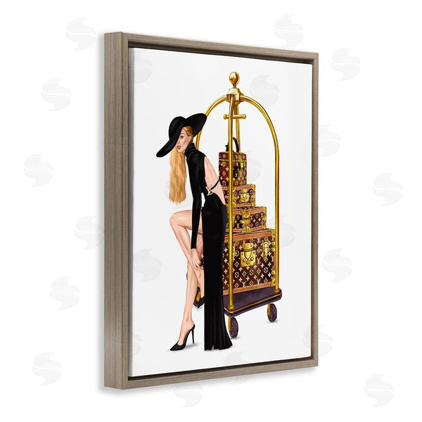 Stupell Industries Ziwei Li | Fashionista With Hotel Luggage Wall Art