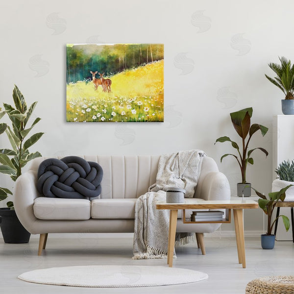 Stupell Industries Ziwei Li | Fawns In Meadow Watercolor Wall Art
