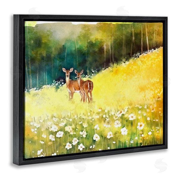 Stupell Industries Ziwei Li | Fawns In Meadow Watercolor Wall Art