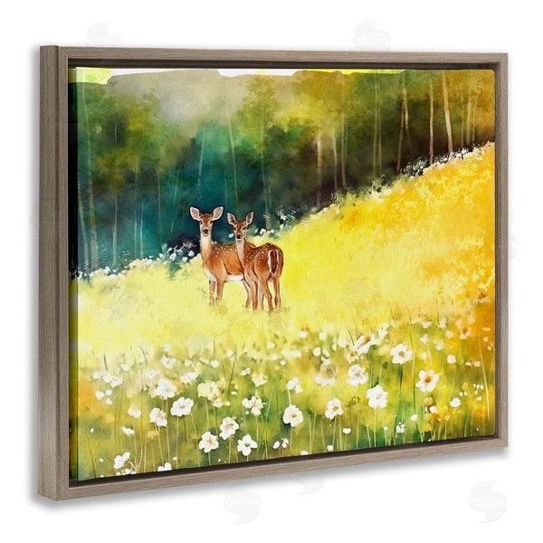 Stupell Industries Ziwei Li | Fawns In Meadow Watercolor Wall Art