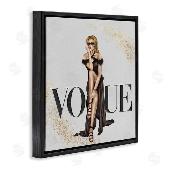 Stupell Industries Ziwei Li | Female Fashionista Black Dress Designer Brand