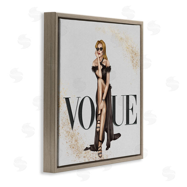 Stupell Industries Ziwei Li | Female Fashionista Black Dress Designer Brand