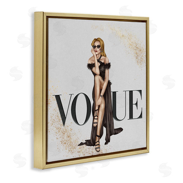 Stupell Industries Ziwei Li | Female Fashionista Black Dress Designer Brand